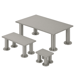 Dikdörtgen ünite yükseltici, paslanmaz metal sunum standı