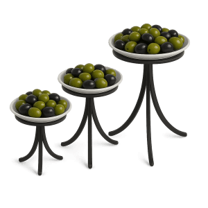 Siyah statik lorit yükseltici, üç ayaklı metal sunum standı