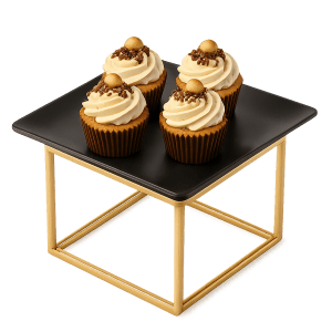 Kare gold yükseltici, altın renkli metal sunum standı