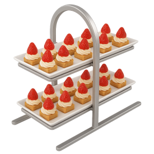 iki katlı paslanmaz çelik çay saati standı