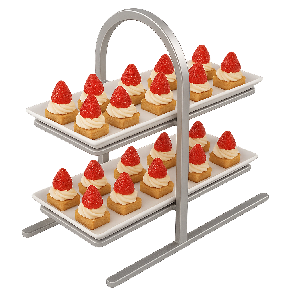 iki katlı paslanmaz çelik çay saati standı