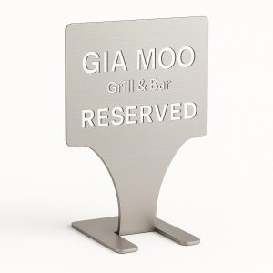 paslanmaz çelik masaüstü reserved tabelası