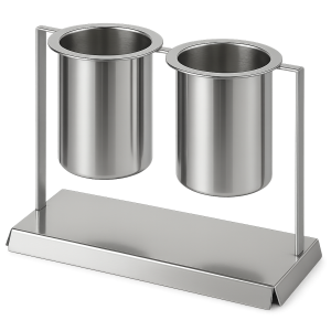 iki yuvalı paslanmaz çelik kaşık standı