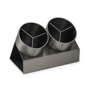 yatay paslanmaz çelik iki yuvalı kaşık standı