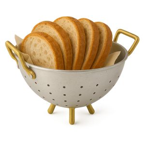 Pirinç kulplu ve ayaklı delikli alüminyum yuvarlak ekmek ve meyve sunum sepeti