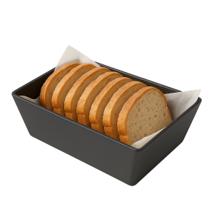 Siyah statik boyalı düz ve geniş dikdörtgen metal ekmek sunum sepeti