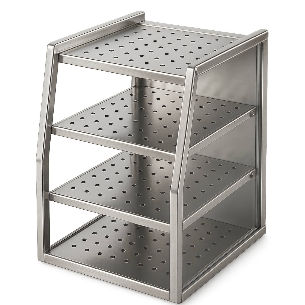 camlı 3 katlı paslanmaz çelik bardak standı