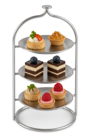 üç katlı yuvarlak paslanmaz çelik teşhir standı