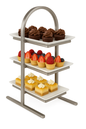 üç katlı paslanmaz çelik çay saati standı