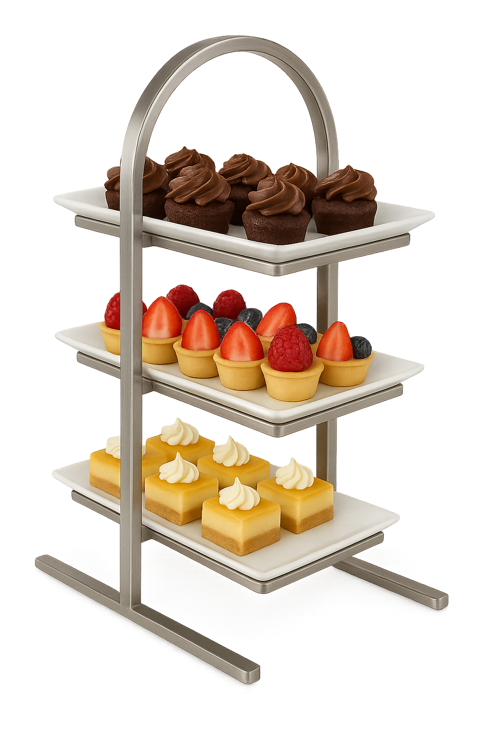 üç katlı paslanmaz çelik çay saati standı