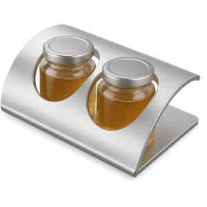 Mini cam kavanozlar için kavisli metal bal ve reçel sunum standı 3 farklı boy