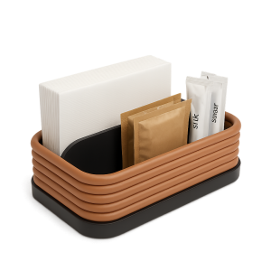 Bakır sarmal telli ve siyah tabanlı bölmeli metal masaüstü menaj seti