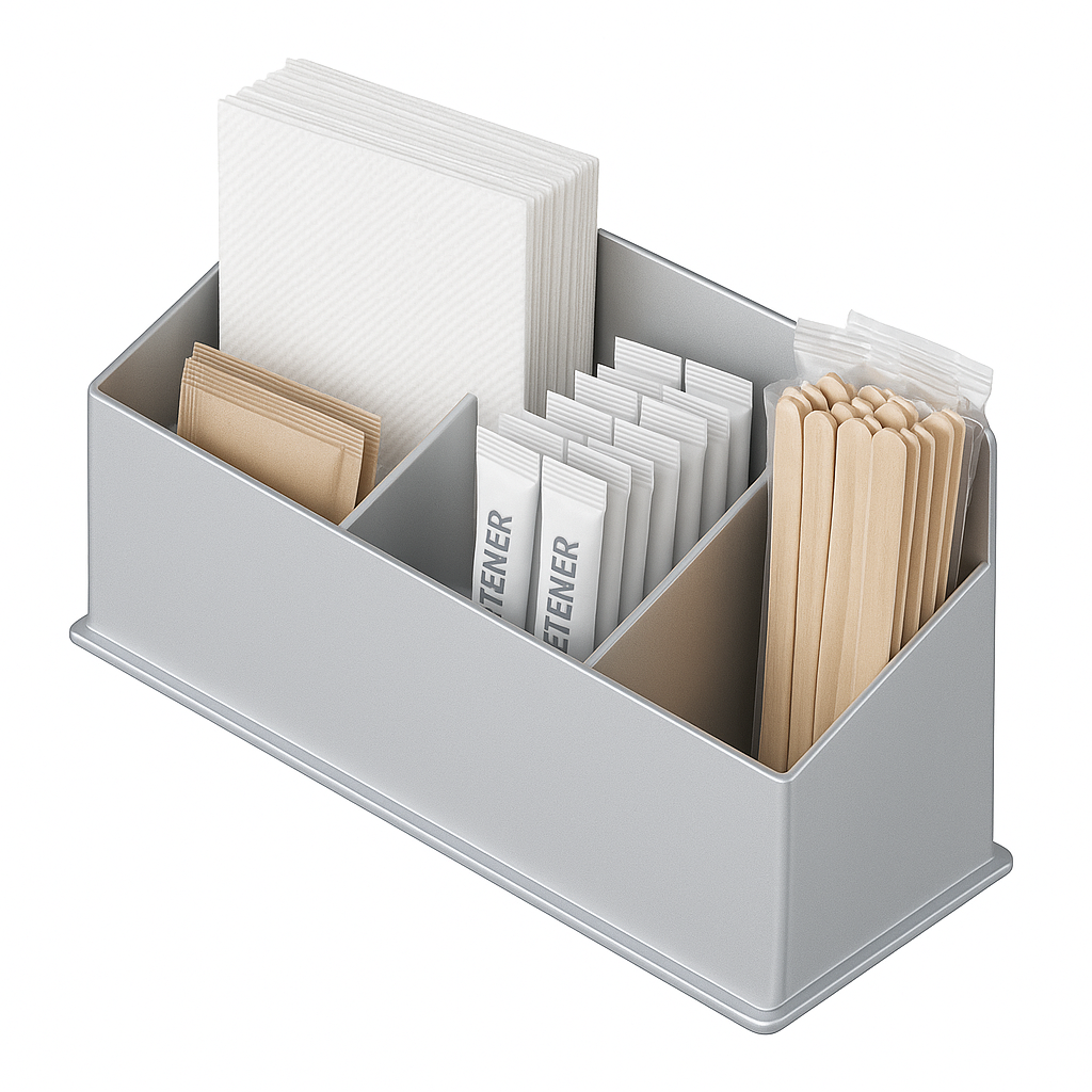 Mat gri renkli çok bölmeli metal masaüstü menaj seti ve organizer