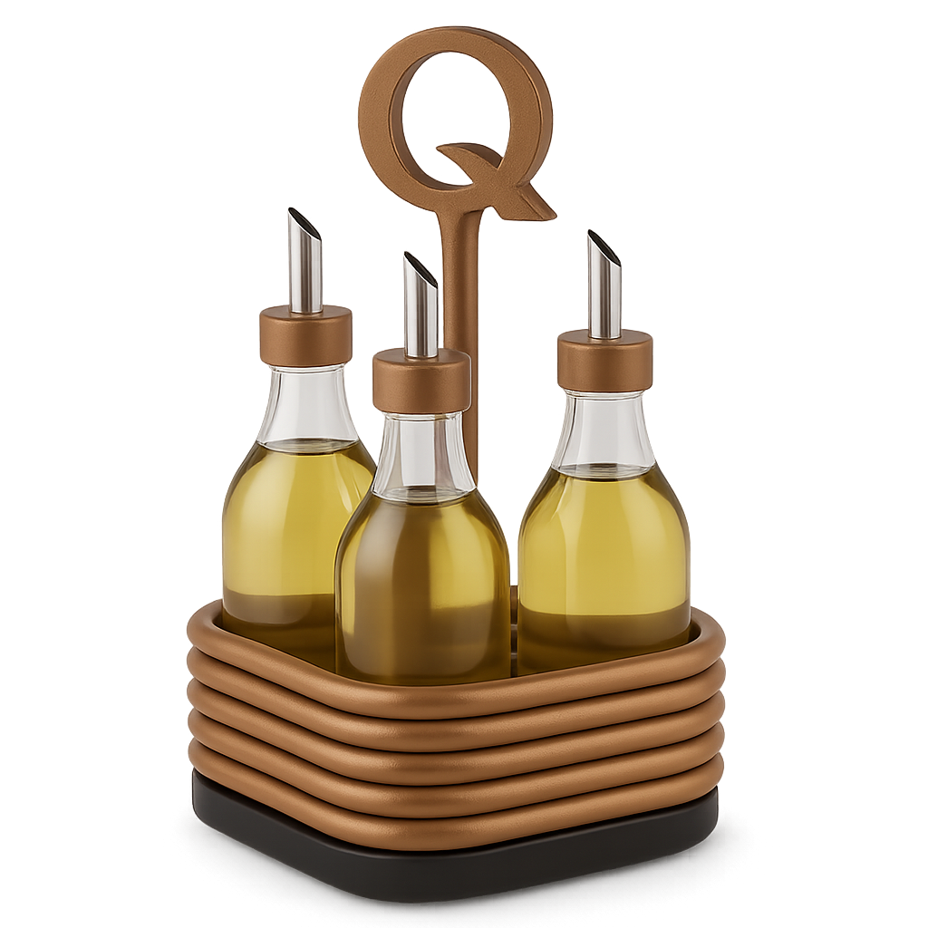 Bakır sarmal telli ve siyah tabanlı metal masaüstü yağdanlık ve sirkelik standı