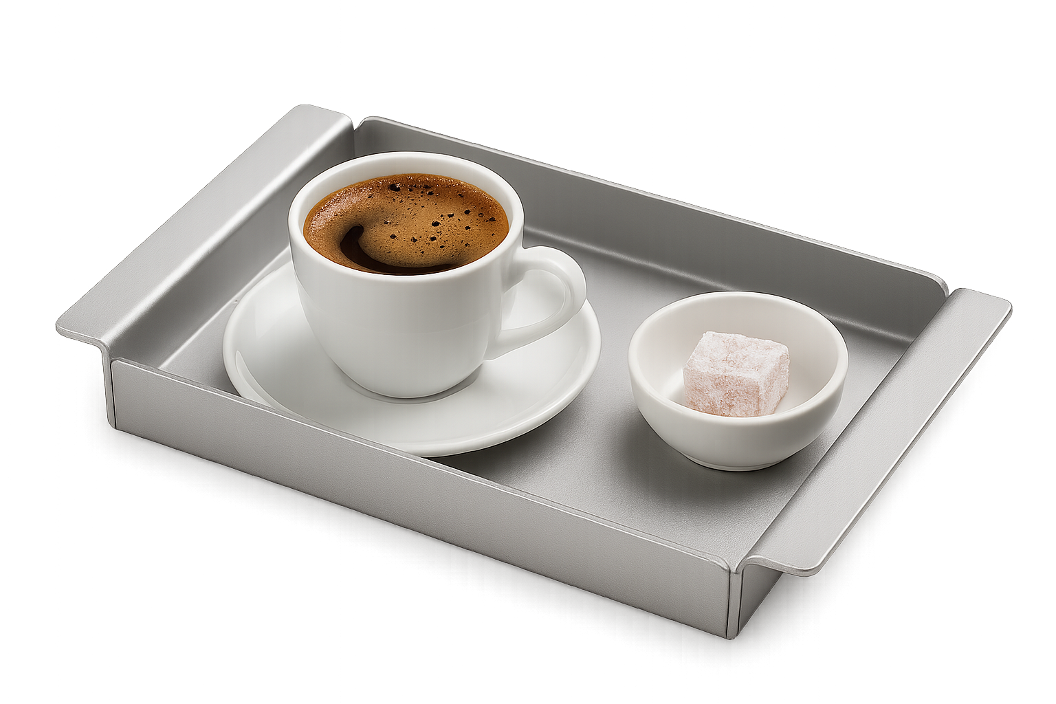 Mat gri metal dikdörtgen kahve ve çay sunum tepsisi 3 farklı boy