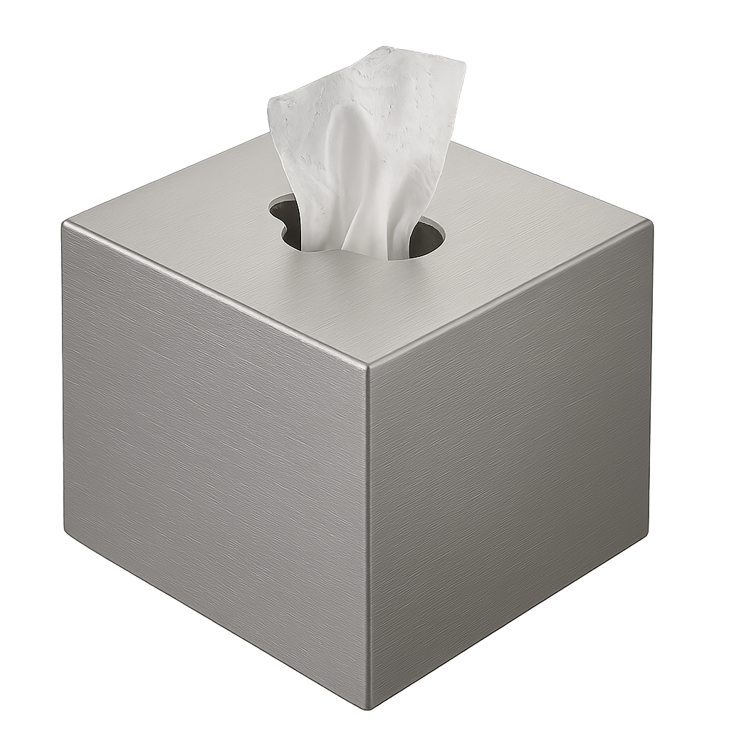 Mat gri renkli kare metal kutu mendil ve peçetelik kapağı
