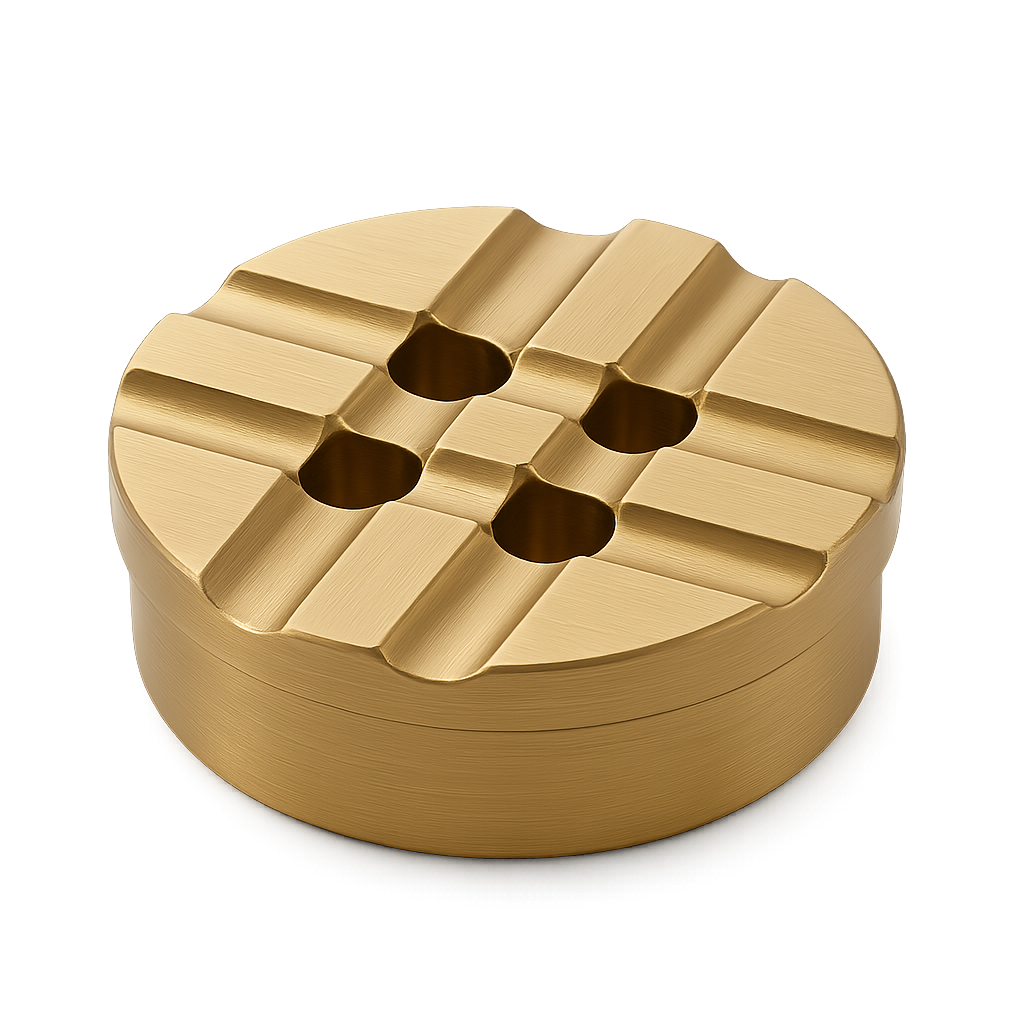 Rüzgar korumalı ızgara kapaklı masif pirinç yuvarlak kül tablası