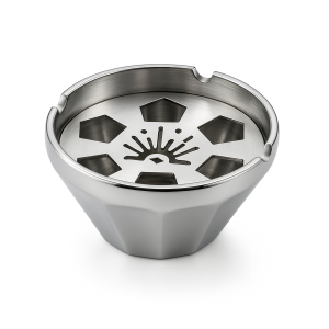 Geometrik desenli ızgara kapağa sahip nikel kaplama pirinç yuvarlak kül tablası