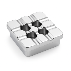 6 farklı renk seçeneği bulunan masif pirinç kare kül tablası serisi (Gold, Gümüş, Bakır, Antik, Nikel, Siyah)