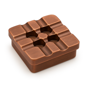 6 farklı renk seçeneği bulunan masif pirinç kare kül tablası serisi (Gold, Gümüş, Bakır, Antik, Nikel, Siyah)