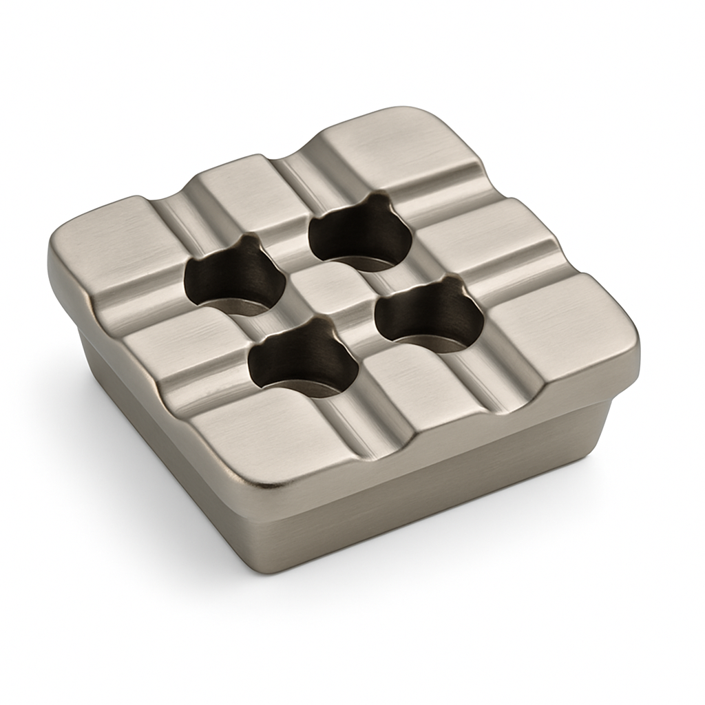 6 farklı renk seçeneği bulunan masif pirinç kare kül tablası serisi (Gold, Gümüş, Bakır, Antik, Nikel, Siyah)