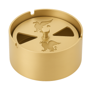 Gümüş, Gold ve Bakır renk seçenekli, döner kapaklı metal yuvarlak kül tablası modelleri