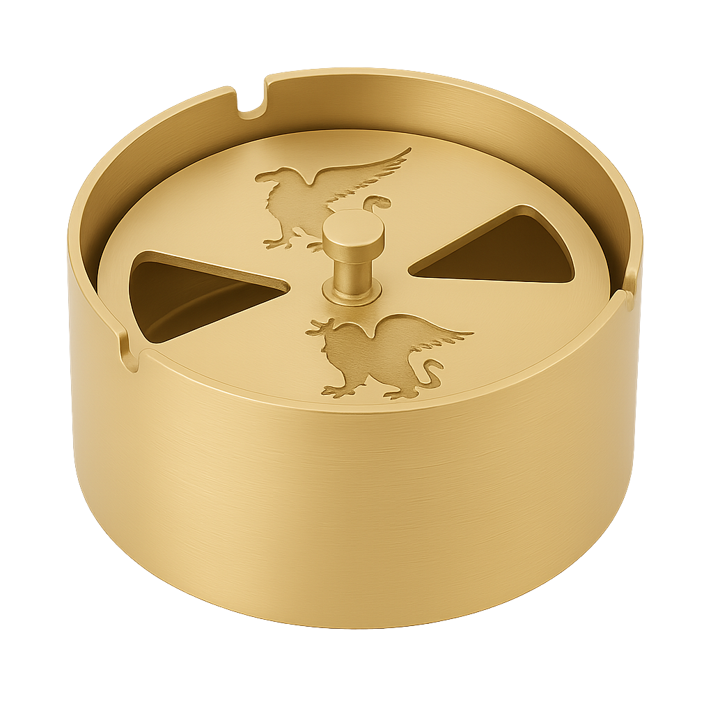 Gümüş, Gold ve Bakır renk seçenekli, döner kapaklı metal yuvarlak kül tablası modelleri