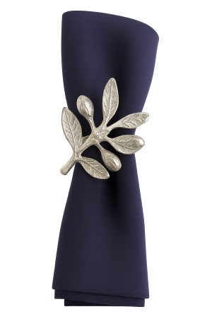 Zeytin dalı ve yaprağı figürlü pirinç metal peçete yüzüğü