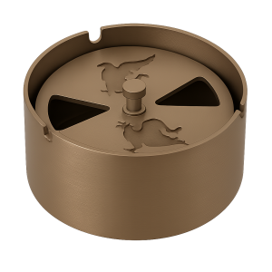 Gümüş, Gold ve Bakır renk seçenekli, döner kapaklı metal yuvarlak kül tablası modelleri