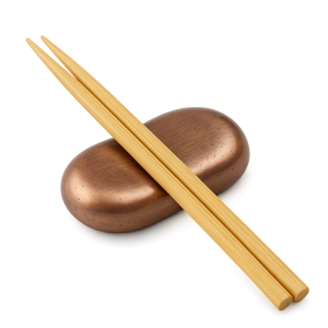 Altın sarısı köprü şeklinde ve antik bakır oval formda metal chopstick tutucu modelleri (TSP-530 ve TSP-540)
